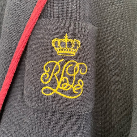 Ralph Lauren Women XL Bullion Crest Sweater Jacket Blazer Cotton Preppy College - Picture 3 of 7